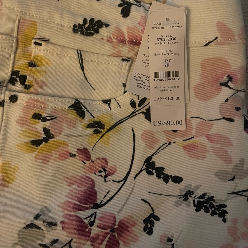 New pants with tag, floral, Gentil Floral in Ecru, size 6R